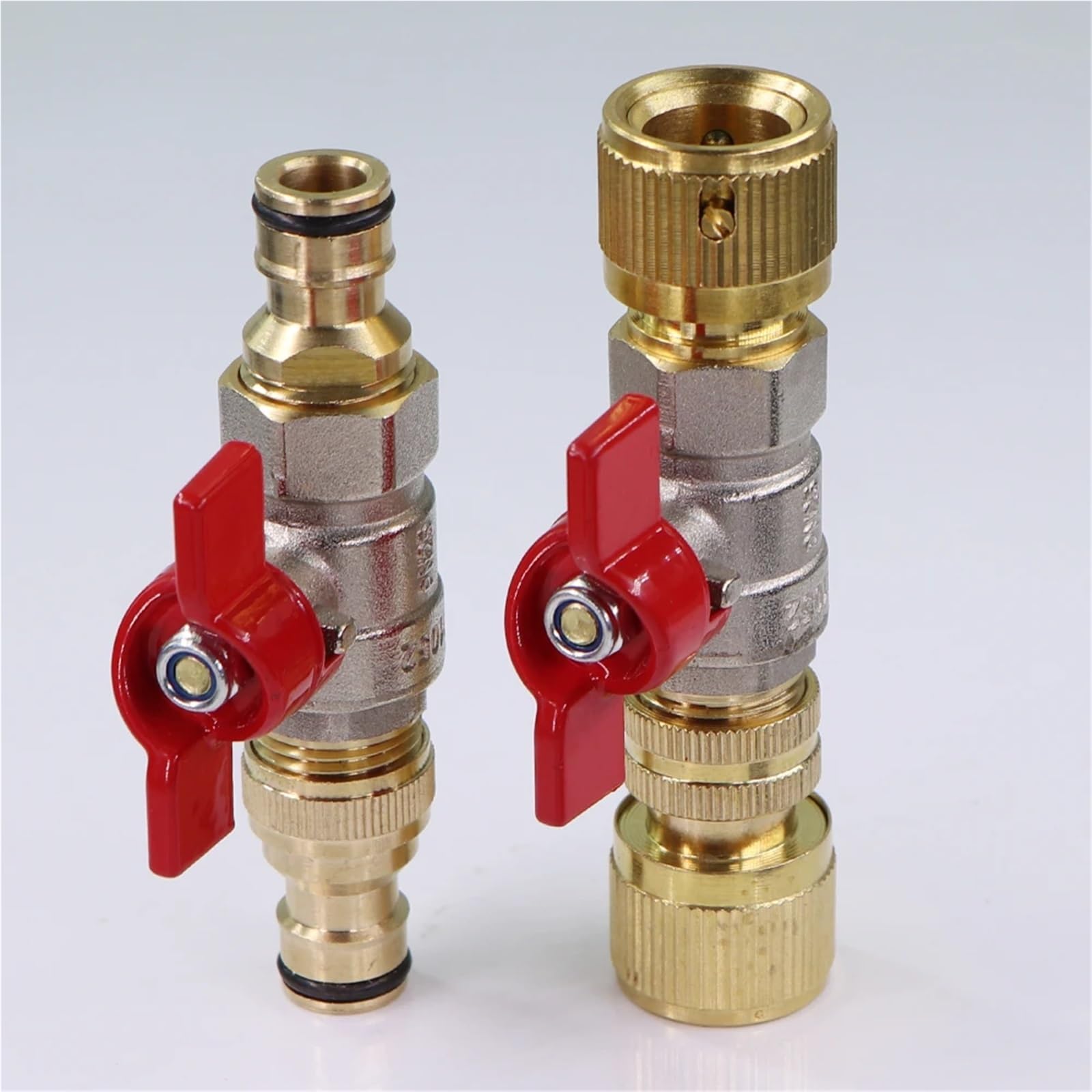 Adaptador de manguera de válvula de bola de latón de 1,27 cm, conector rápido de chupete de 16 mm para riego de jardín, junta de acoplamiento extensor (B-1 juego)