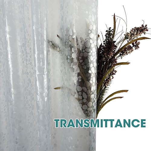 Miniatura 7 de Forro de cortina de ducha de plástico azul claro, PEVA, impermeable, ligero, con diseño de guijarros 3D, tamaño estándar, 70 x 72 pulgadas, para