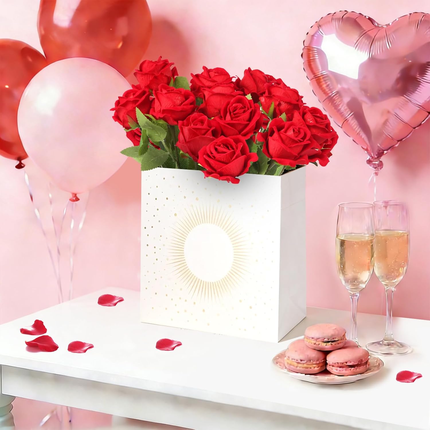 12PCS Realistic Full-Bloom Red Silk Roses – Long Stem Artificial Rose Bouquet for Romantic Home Decor, Wedding Centerpieces, Valentine’s - Image 5