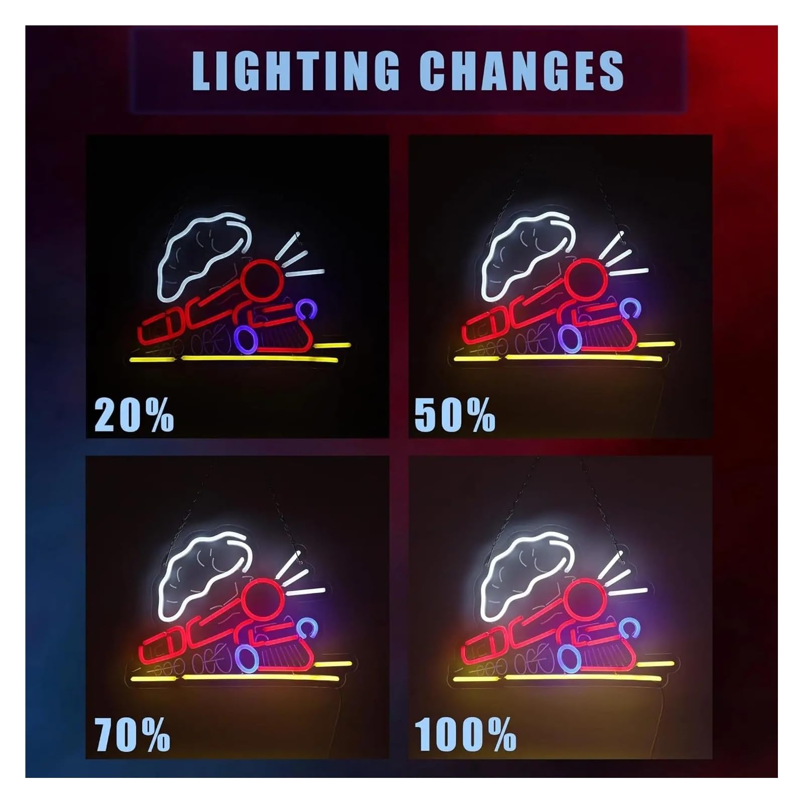Wiszące neony artystyczne Pociągi Neon USB Możliwość Przyciemniania Oświetlenie LED Do Gier Bar Party Dekoracja Domu Sypialni 38x27cm
