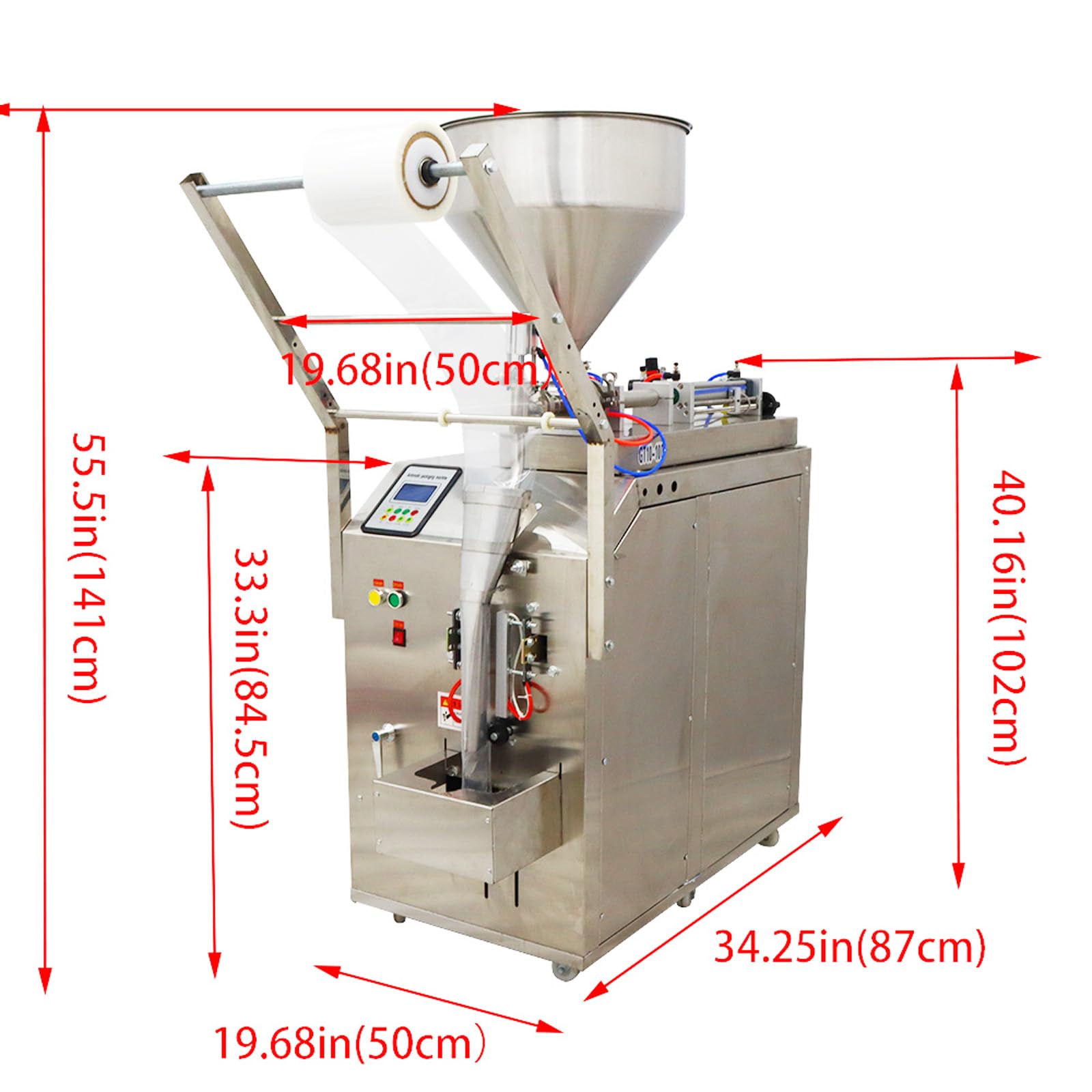 WYDDDARY 10-100ml Paste Liquid Filling Machine Automatic Quantitative Sauces Pastes Oils and Liquids with Tiny Particles 6.3in Film Width 110V