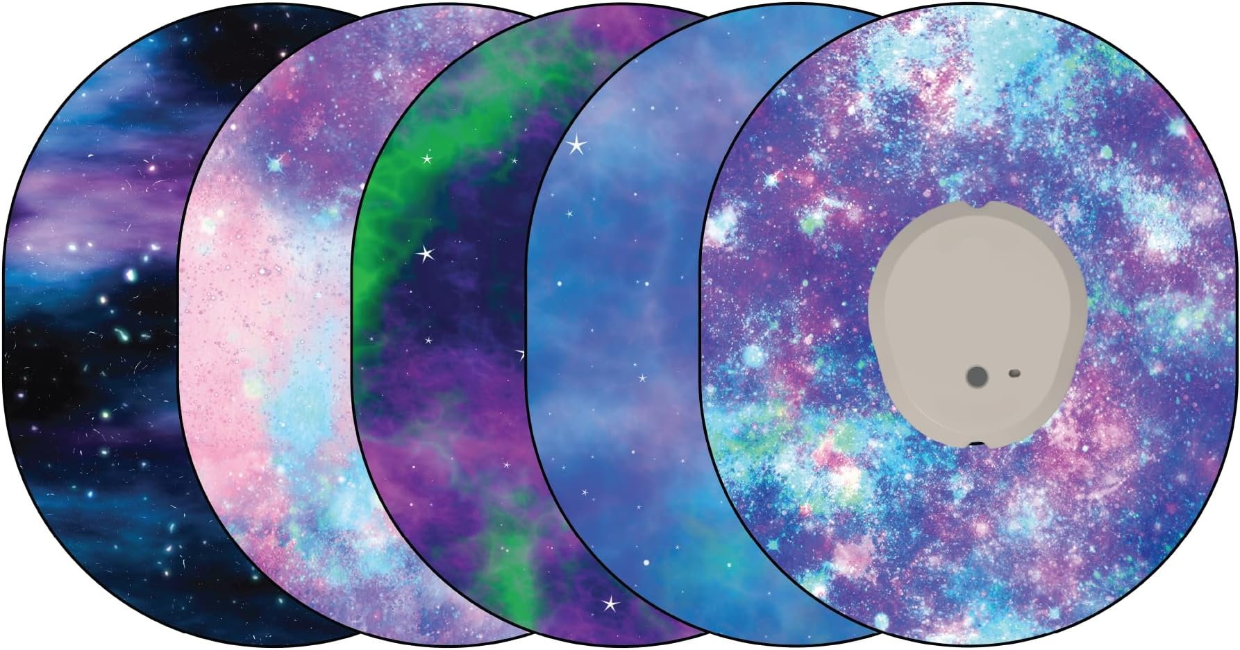 Glucomart Adhesive Patches for Dexcom G7, Dexcom Stelo, and Infusion Sets (5 Count) – Maximum Strength CGM Patches, Waterproof & Hypoallergenic (Galaxy Variety Pack)