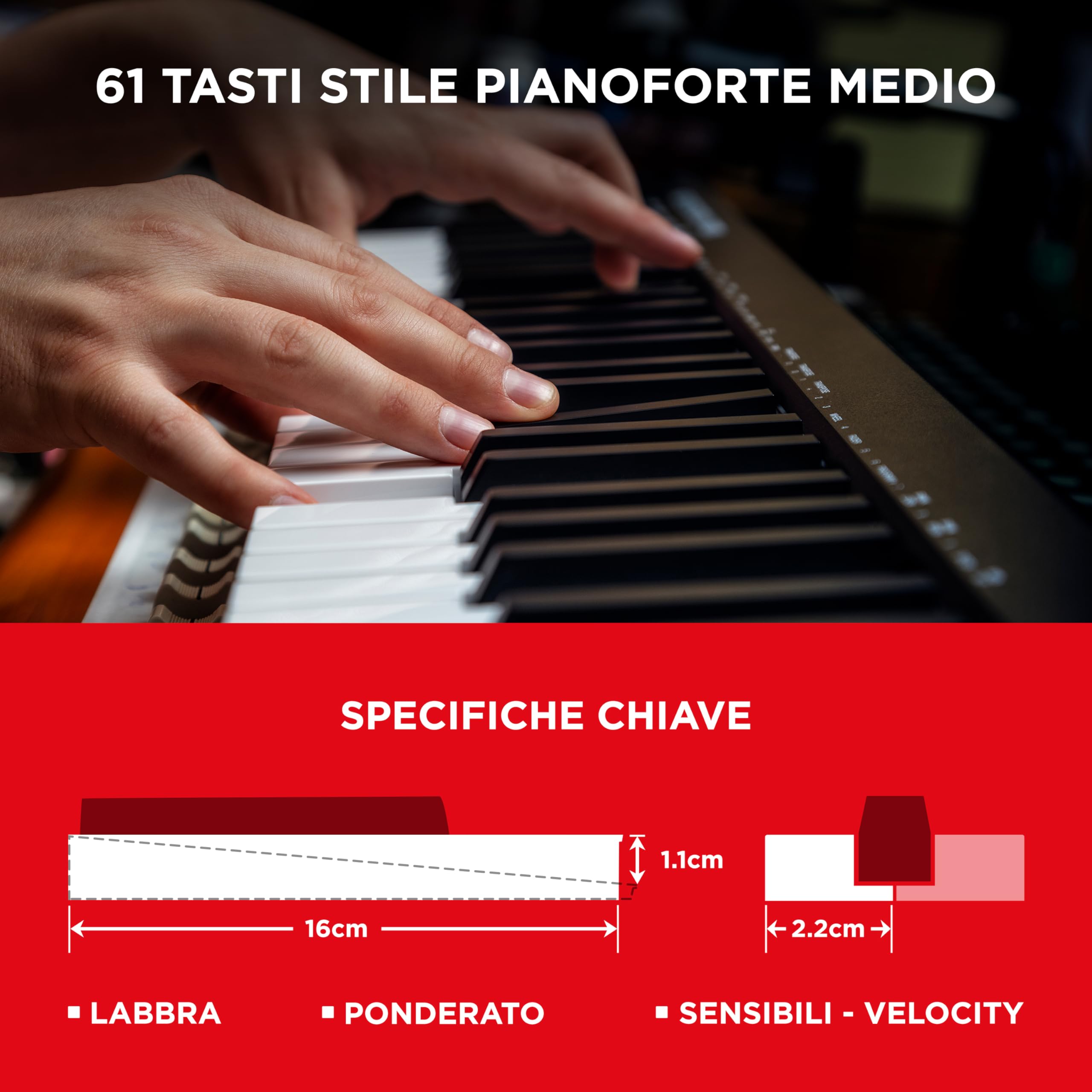 M-AUDIO Keystation 61 MK3 - Tastiera MIDI Controller USB a 61 Tasti, Controlli Assegnabili, Plug-and-Play (Mac/PC) + Pacchetto Software