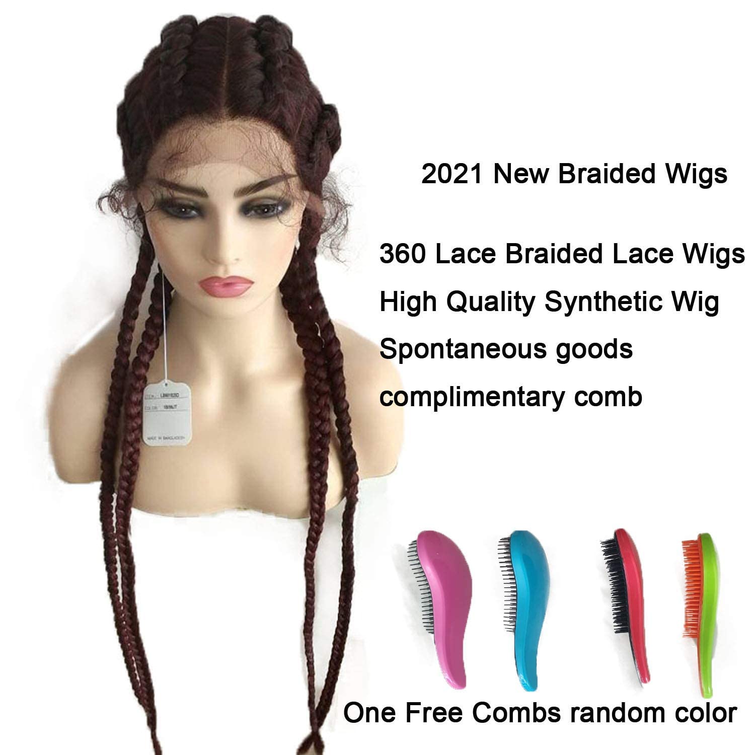 Brown Braided Wigs With Baby Hair Long Synthetic Lace Front Braids Wigs For Women 4 Twist Braided Wig Natural Looking Realistic Hairline Drag Queen Wigs Ladies Cosplay Festival Daily Wigs 30 Inch