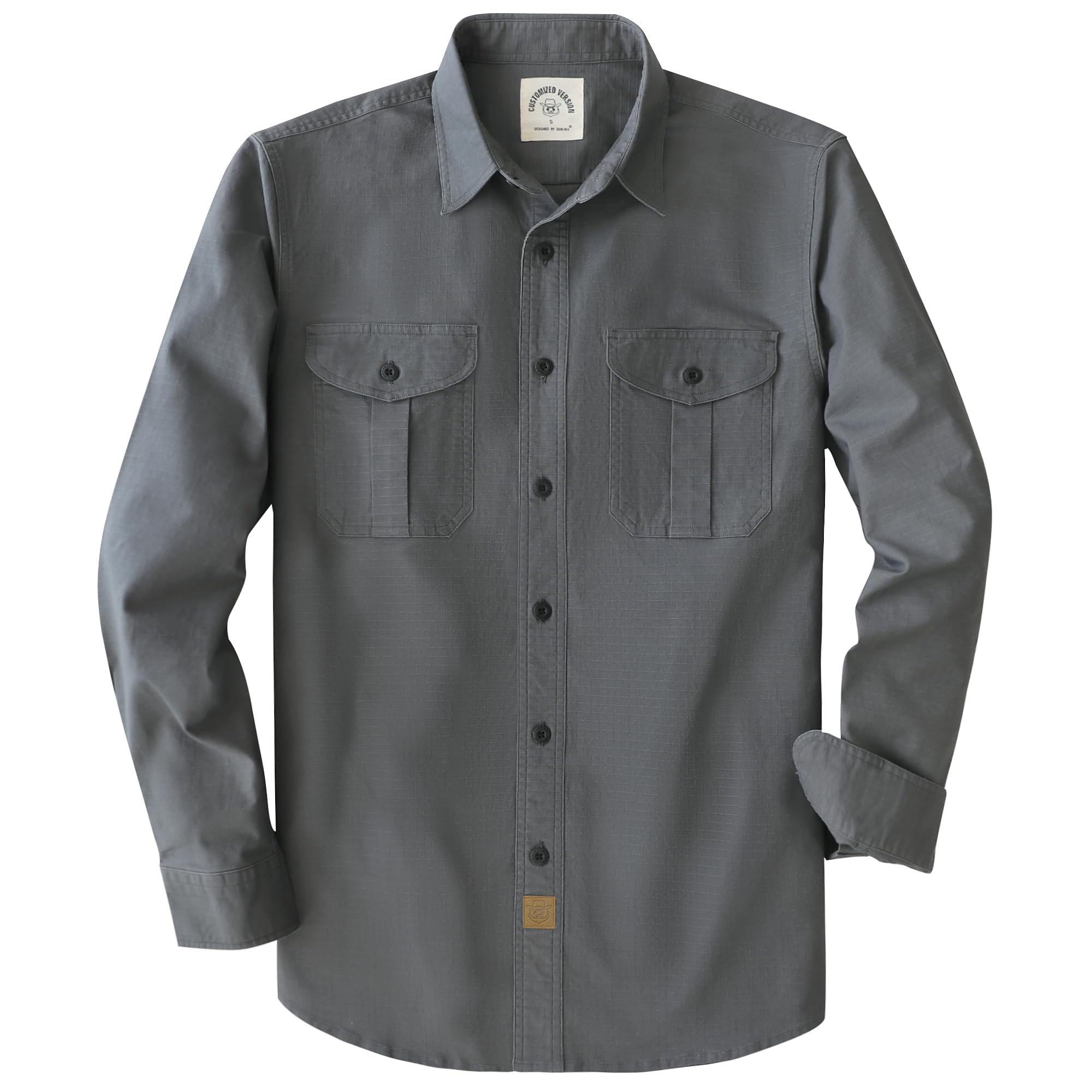 Dubinik® Canvas Long Sleeve Shirts for Men Button Up Work Shirt