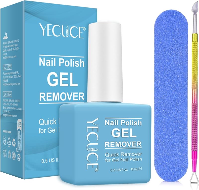 Gel Polish Remover for Nails, Professional Gel Nail Polish Remover with Nail File & Nail Polish Scraper, Easily & Quickly Remove Nail Polish in 3-5 Minutes