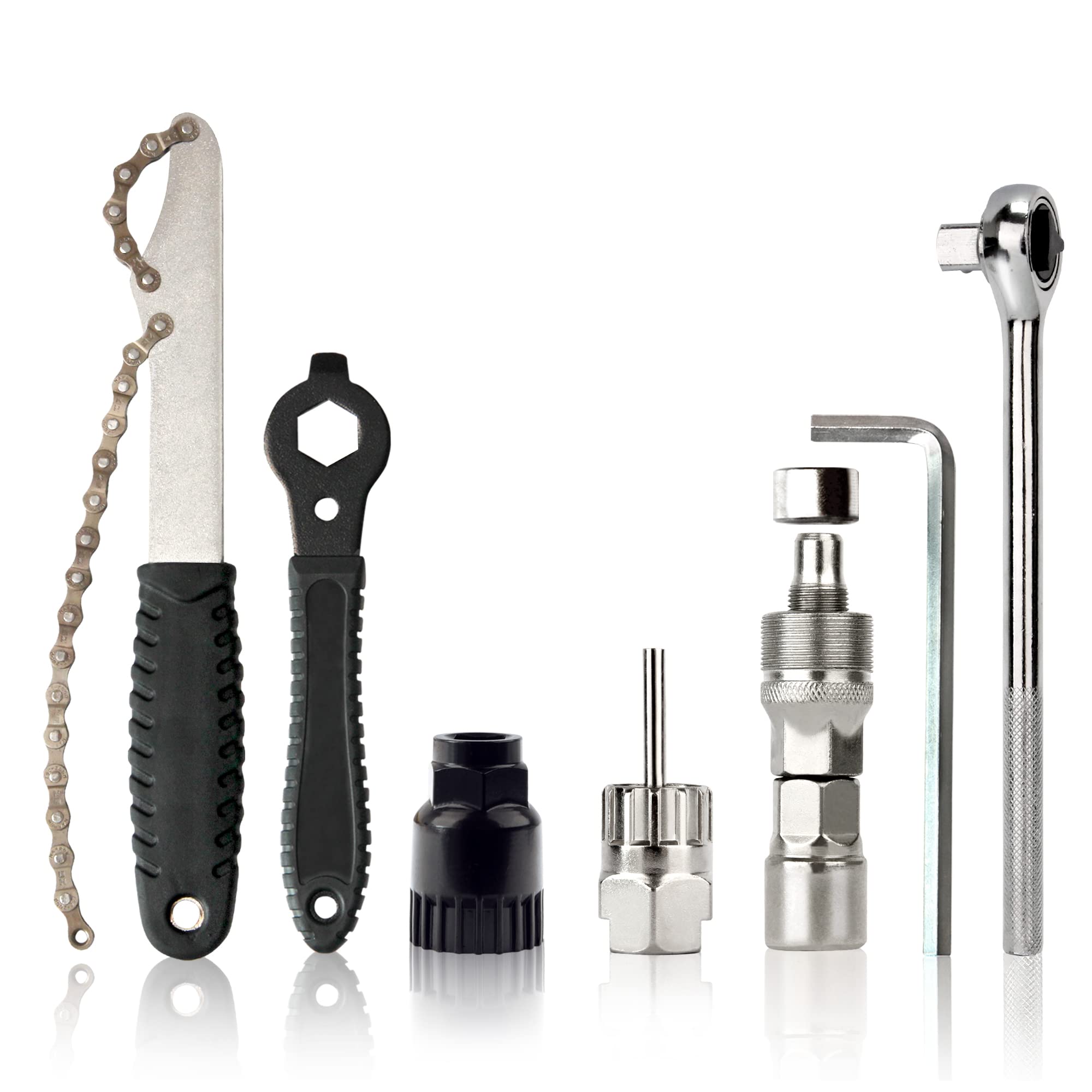 CDYWD Bike Repair Tool kit Set with Bicycle Sprocket Chain Whip Cassette Lockring Freewheel Removal Tool Crank Puller Bottom Bracket Remover Auxiliary Wrench for Shimano Sram Mountain Road Bike etc.