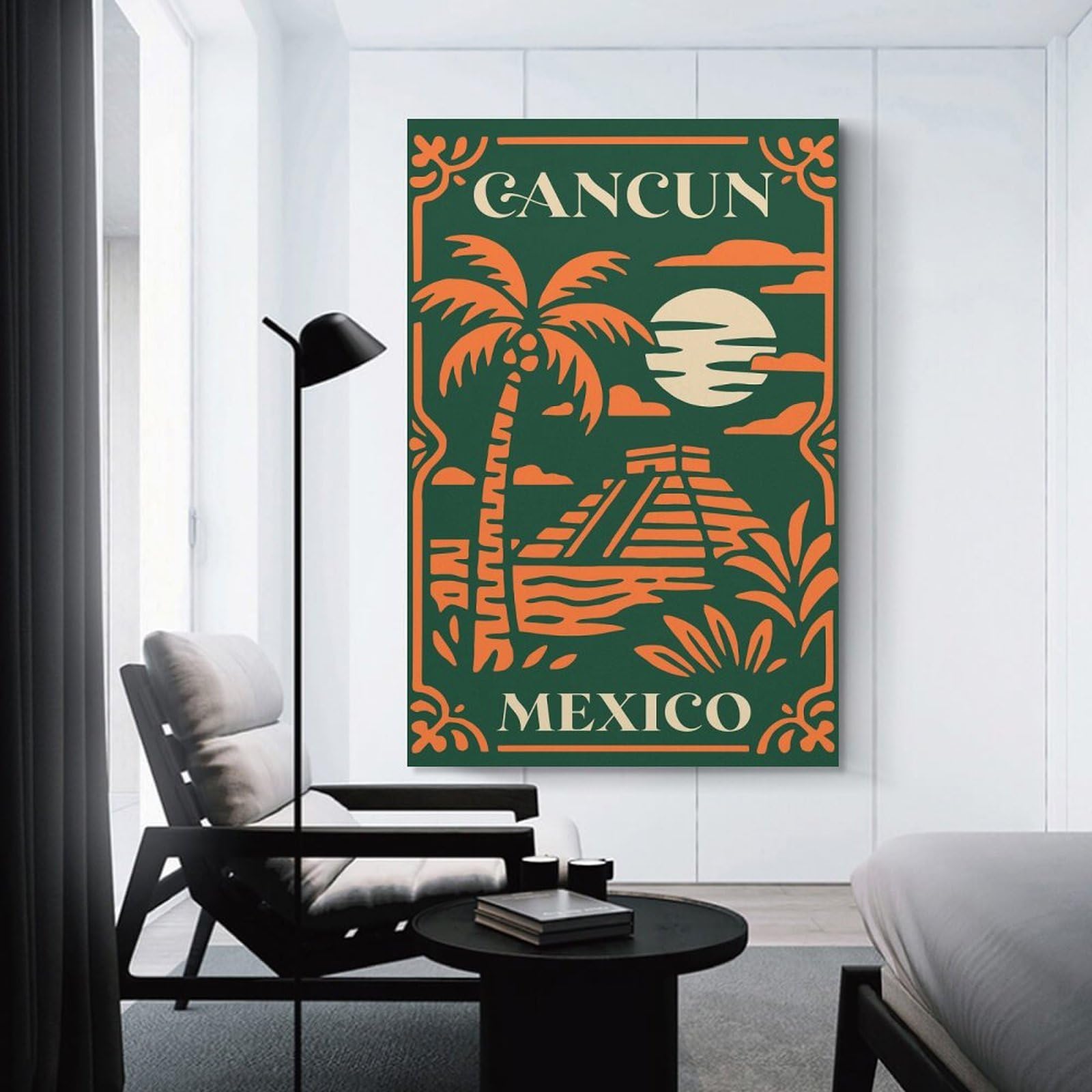 Junmoney Decorative Canvas Print Cancun Mexico Vintage Travel, 24x36inch(60x90cm), for Entrance Spaces, Stair Walls Or Halls, A Neat Decor Update for Hallways