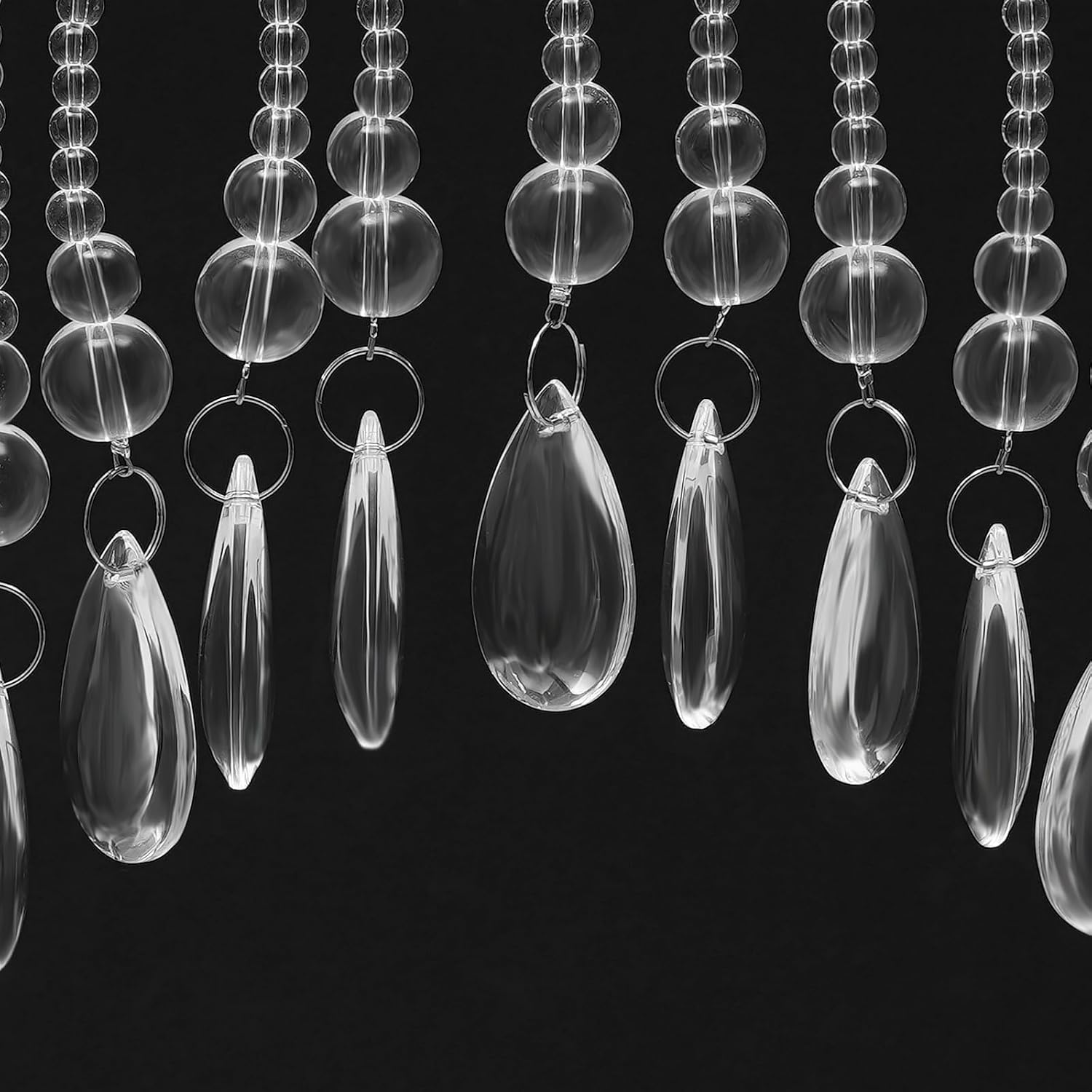 Hanging Glass Door Beads, Beaded Curtains, Valance Self-Adhesive for Doorways Crystals Stran Arched Windows, Clear Crystal Room Bead Partition Curtain Door Frame Beads for Doorways (Clear)