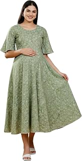 DUMMY SHAPE Feeding Kurtis for Women Cotton Rayon | Printed Pregnancy Flare Kurta with Nursing Zippers to Pre & Post Partu... Price In India