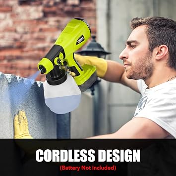 Paint Sprayer for Ryobi One+ 18V Battery w/1000ML Large Container, Even Coverage, No Clogging, Handheld Cordless Painting Spray Gun for Small and Meduim Projects: Fence, Cabinets, Chairs(No Battery)