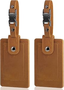 Teskyer Premium Genuine Leather Luggage Tags for Suitcases - Quick Release, Privacy Protection, Elegant and Durable, Travel Essential Luggage Tag - 2 Pack Brown | Timeless Craftsmanship, Quick Release Design, Privacy Flap, Ideal For Business Trips an