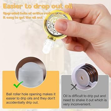 ヴィンテージローラーボトル 空セット 4個セット 6ml ガラス香水ボトル ミニポータブルトラベルボトル ステンレススチールローラーボール付き 詰め替え可能 空の容器 エッセンシャルオイル、香水用 - ゴールド, B, 0.3 Ounces
