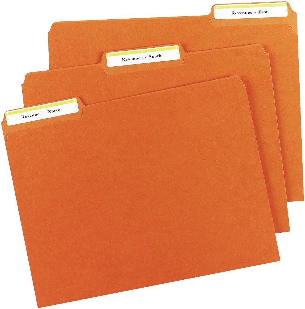 Permanent TrueBlock File Folder Labels with Sure Feed Technology, 0.66 x 3.44, Yellow/White, 30/Sheet, 50 Sheets/Box