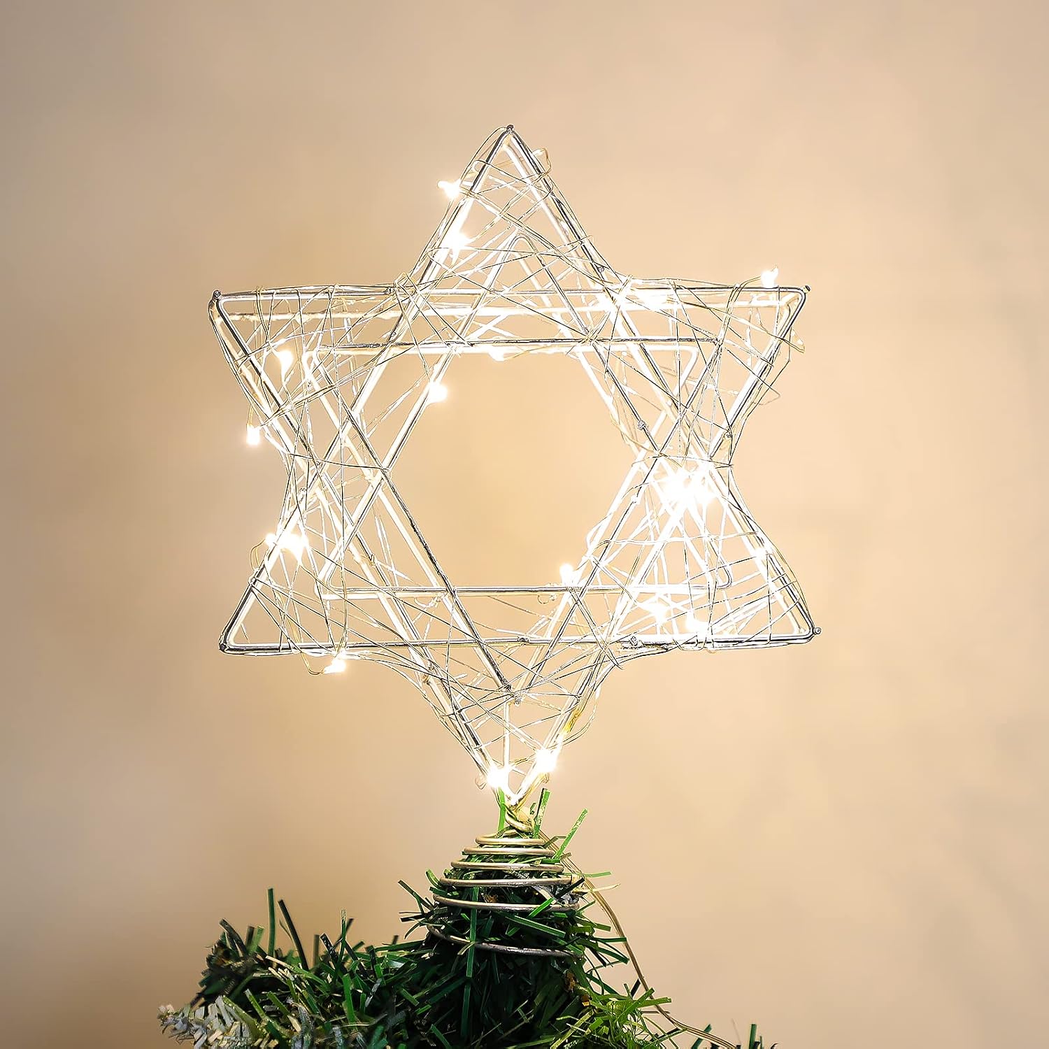 Christmas Tree Topper with 6H Timer 79" Cable 20LEDs Warm White Light