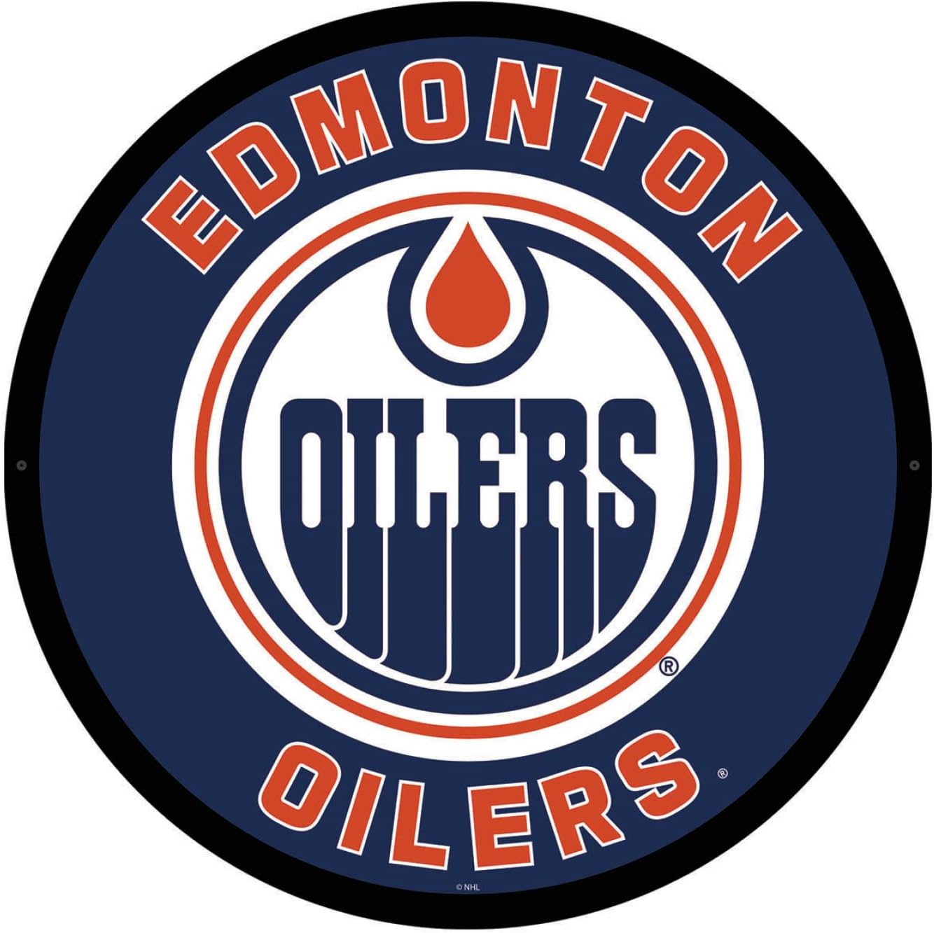 Team Sports America Evergreen NHL Edmonton Oilers | Ultra-Thin LED Light Wall Sign Décor | 23 Inch Round | Made in USA