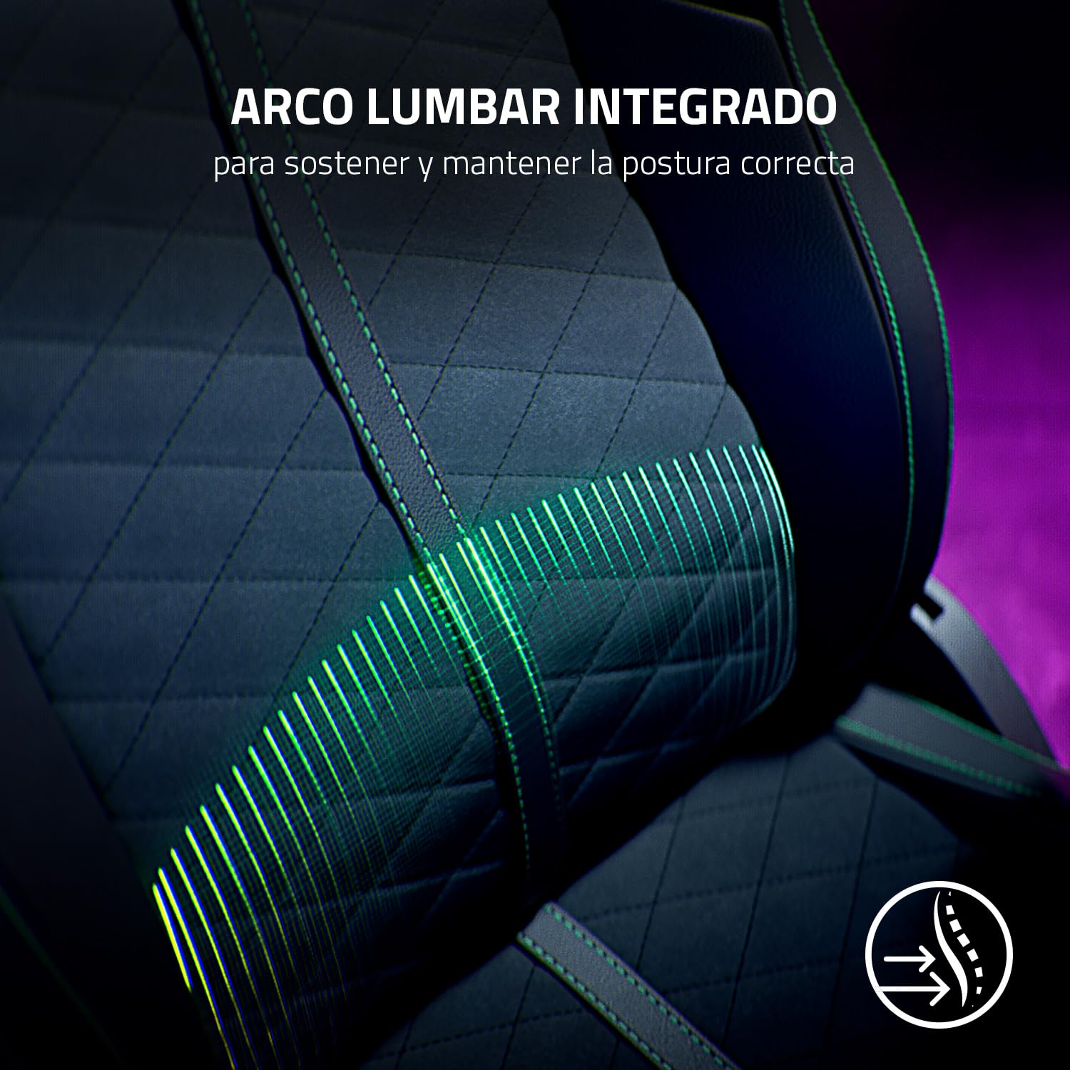 Enki X - Silla para juegos con soporte lumbar integrado, silla de escritoriode oficina (cuero sintético multicapa, relleno de espuma, almohadilla para la cabeza, altura ajustable) Verde