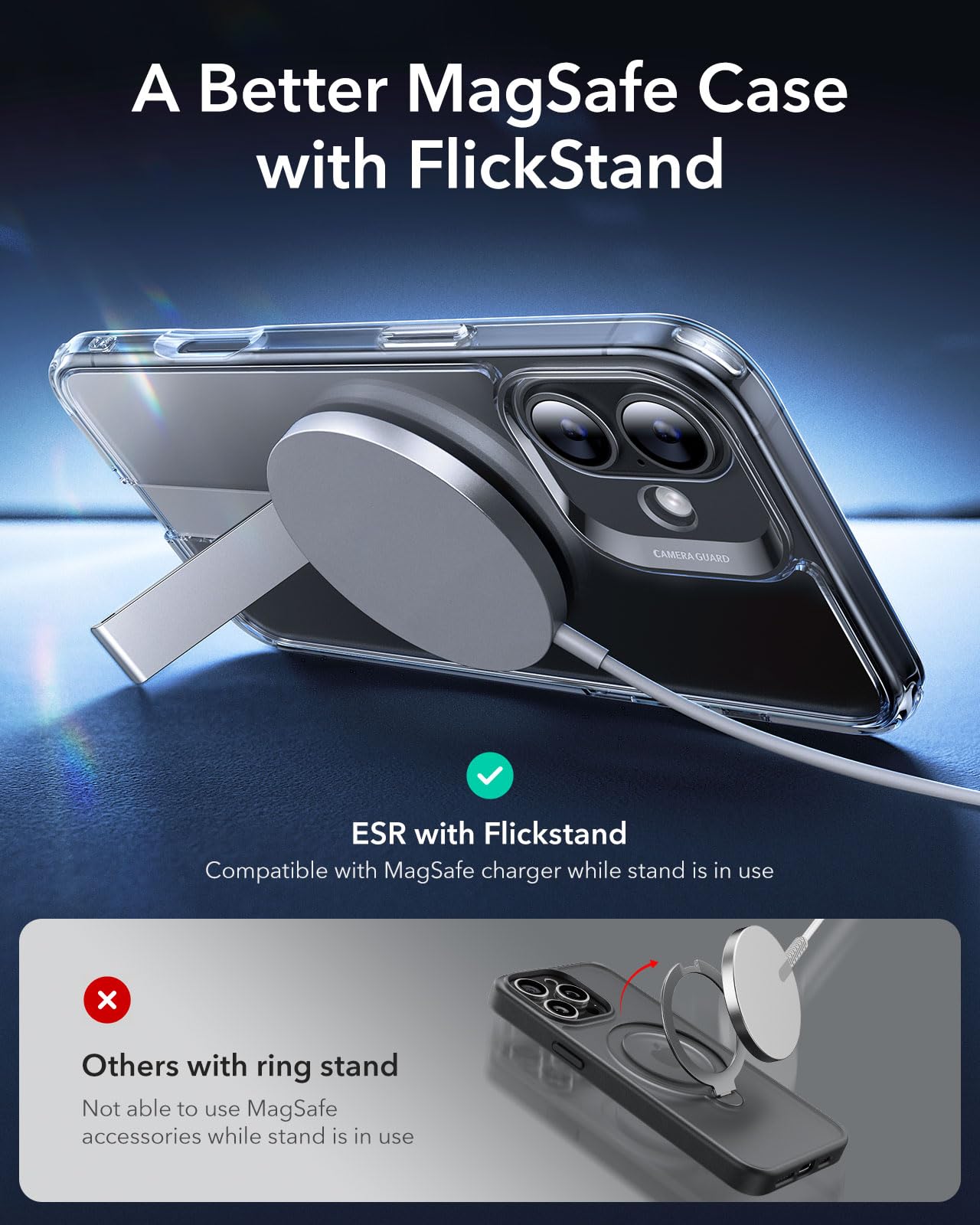 ESR for iPhone 16 Case with Stand, Compatible with MagSafe, Magnetic Kickstand Case for iPhone 16 - Image 3
