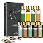 PHATOIL Premium Essential Oil Set - 9x10ML Pure Essential Oils for Massage, Aromatherapy, Diffusers, DIY - 0.33FL.OZ/Bottle