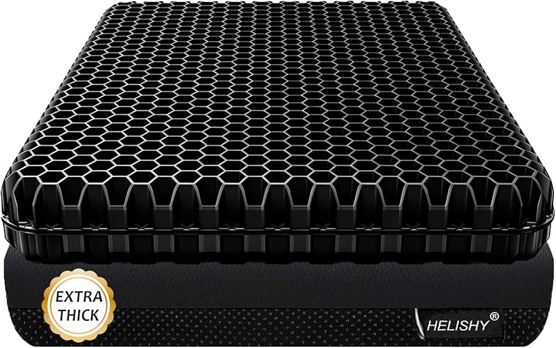 2" Extra Thick Gel Seat Cushion for Long Sitting Pressure Relief | For People Over 140 lbs | Sciatica, Hip&Tailbone Pain Relief | Cooling Seat Cushion for Office Chair, Car, Wheelchair, Truck
