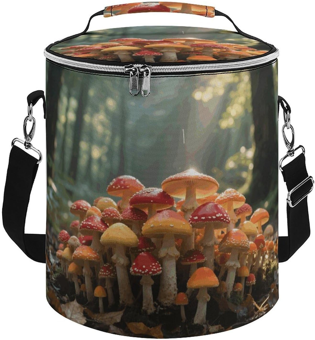 Mushrooms Lunch Bag 15L, Insulated Picnic Basket with Leakproof Design - Large Cooler Tote for Camping, Beach, Hiking & Groceries