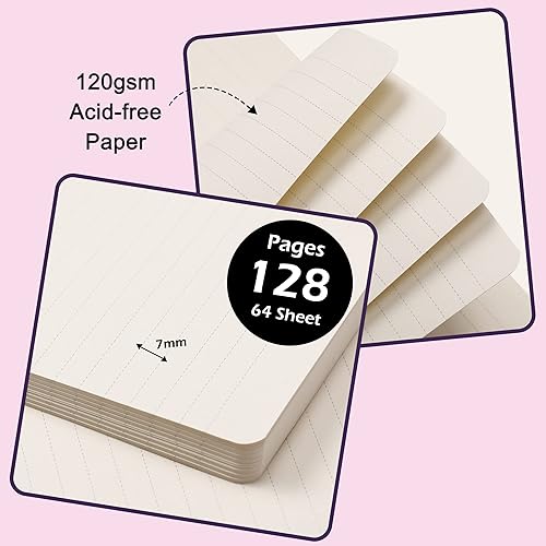 Miniatura 4 de Cuadernodiario a rayas  Diariocuaderno clásico a rayas, 5.3 x 8.26 pulgadas, tapa dura con papel grueso, bandas, soporte para bolígrafo + bolsillo