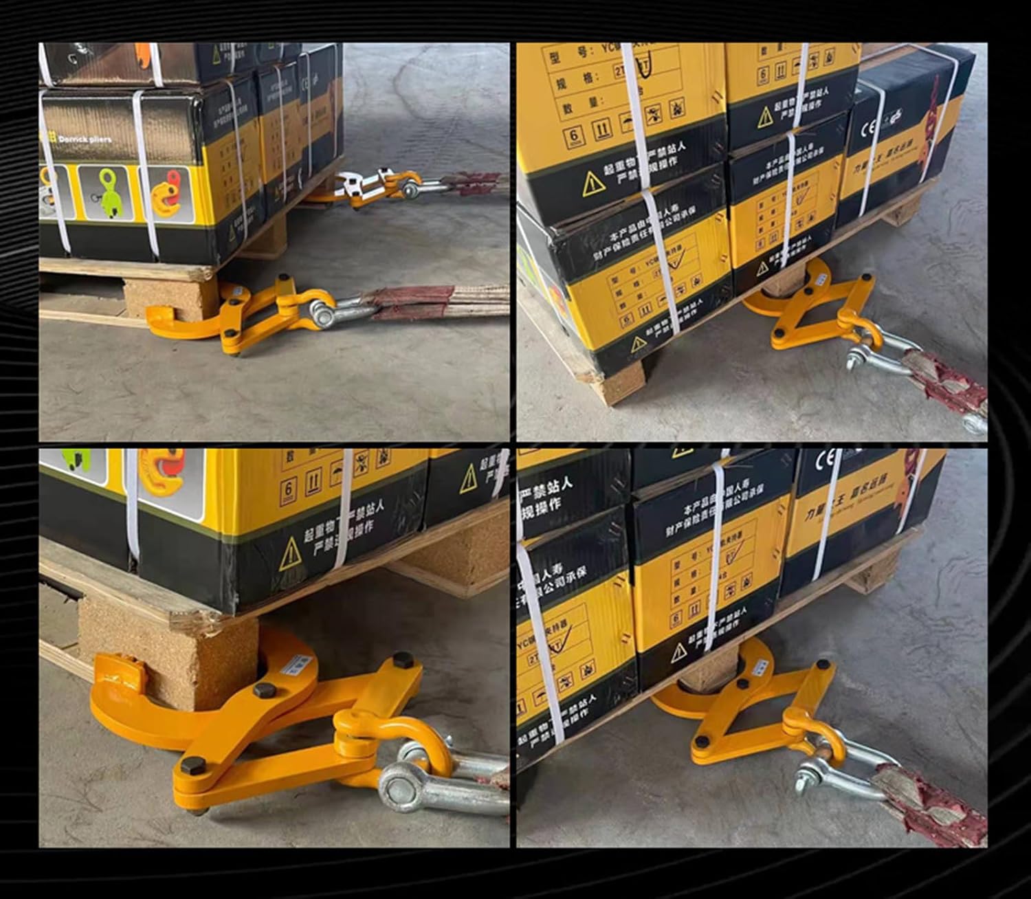 Industrial Pallet Puller Clamp, 2204 lb Grabber Hook, Heavy Duty Steel Single Scissor Clamp, 5' Jaw Opening, for Forklift Chain, Stump Puller