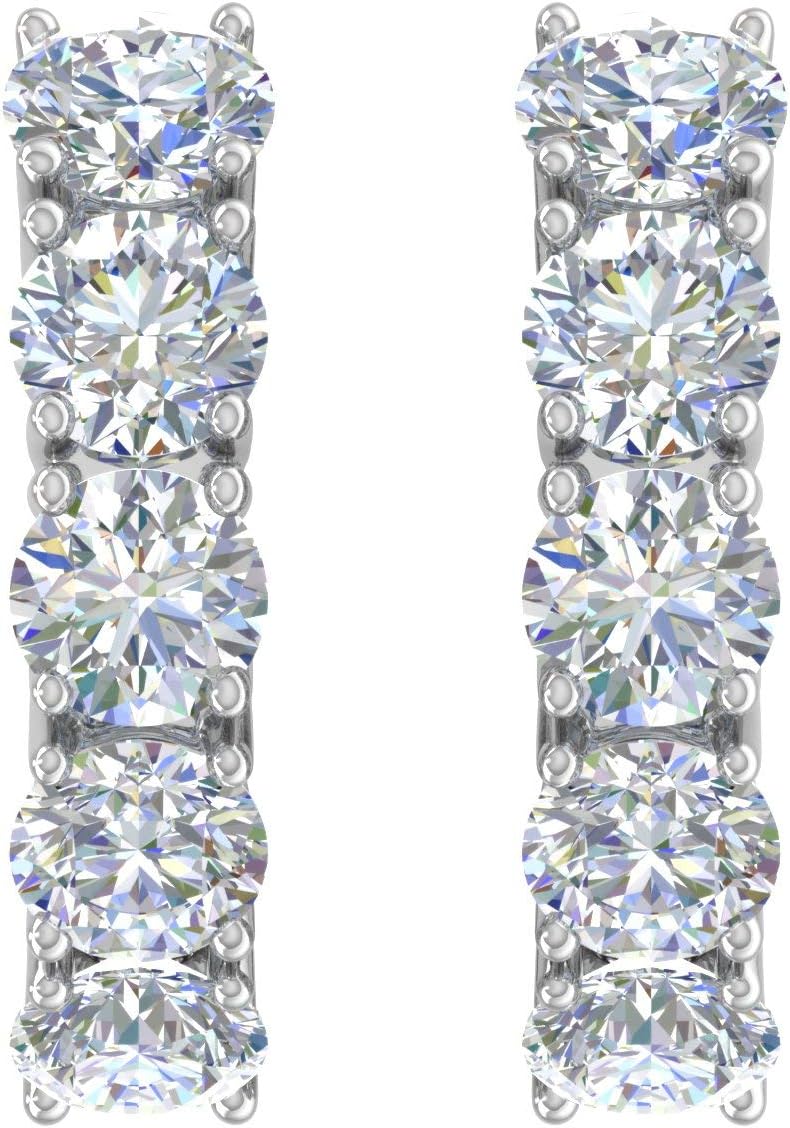 0.5 to 1 Carat Natural Diamond Hoop Earrings for Women in 10K Gold or 950 Platinum