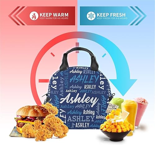 Miniatura 6 de Lonchera personalizada con nombre, lonchera aislada con nombre personalizado con correa de hombro ajustable para niños, niñas, hombres y mujeres,