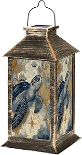 Solar Lanterns Outdoor Waterproof Nautical Wall Art Sea Turtle Sailing S...