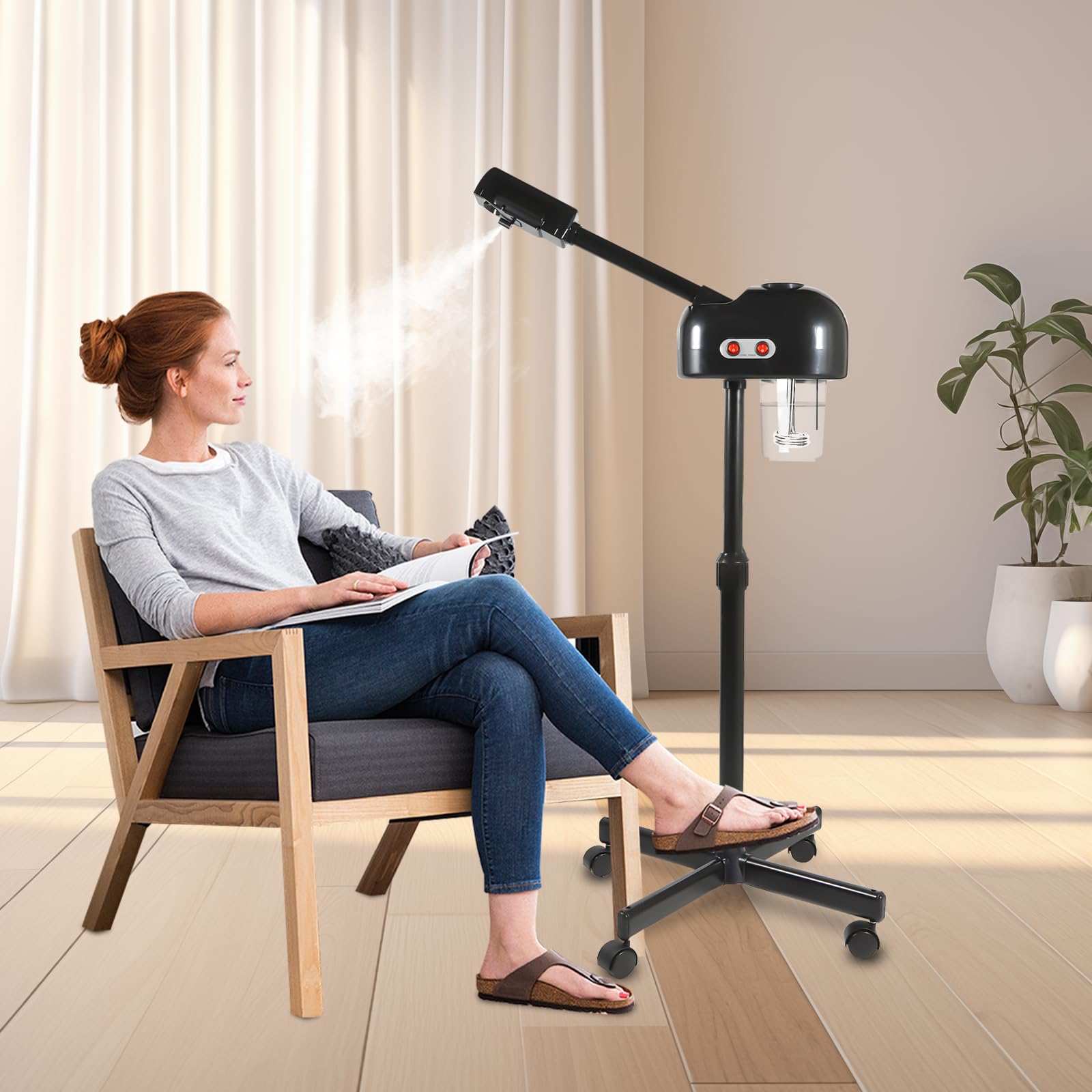 Gesichtsdampfer mit Tiefenbefeuchtung | 800W Beauty-Gerät für Schönheitssalons & Spa | Feuchtigkeitsspendende Gesichts-Sauna-Verdampfer für intensive Hautpflege