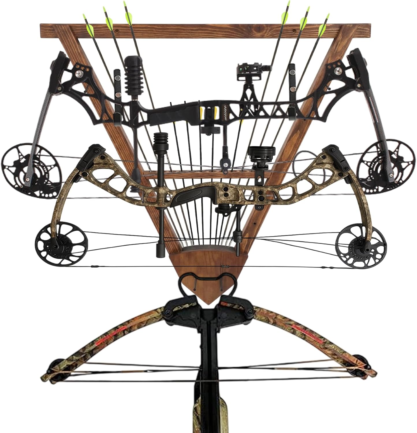 Wall Mounted Bow and Arrow Display Rack for Hunting and Archery Accessories 3-Bow Holder & 12-Arrow Storage Crossbow Holder Compound Bows Stand for Wall