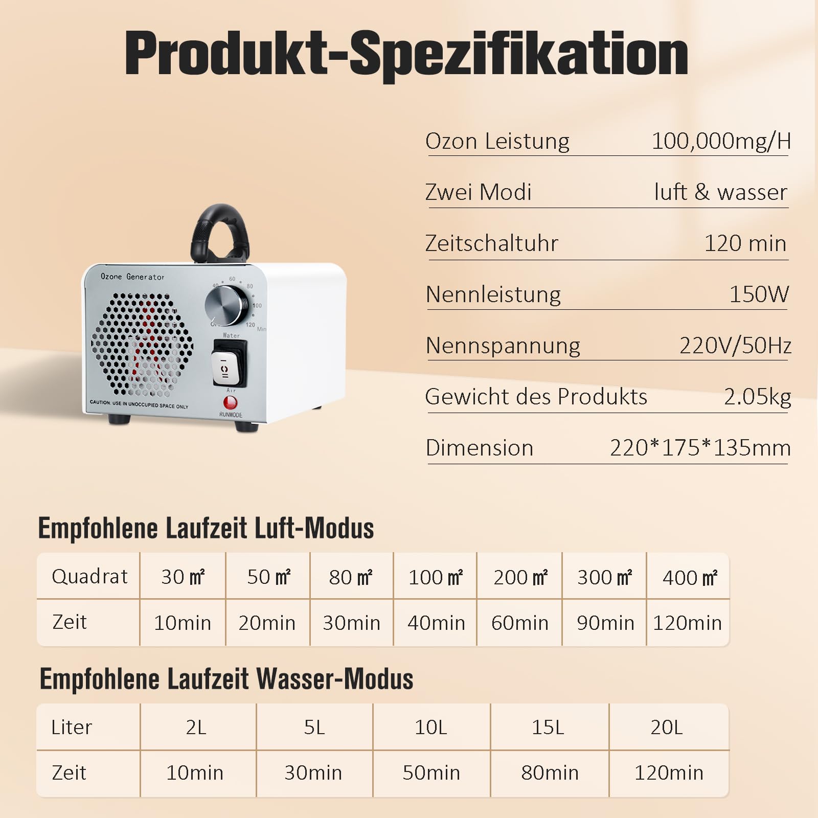 Generator ozonu 2 w 1 100000 mg/h