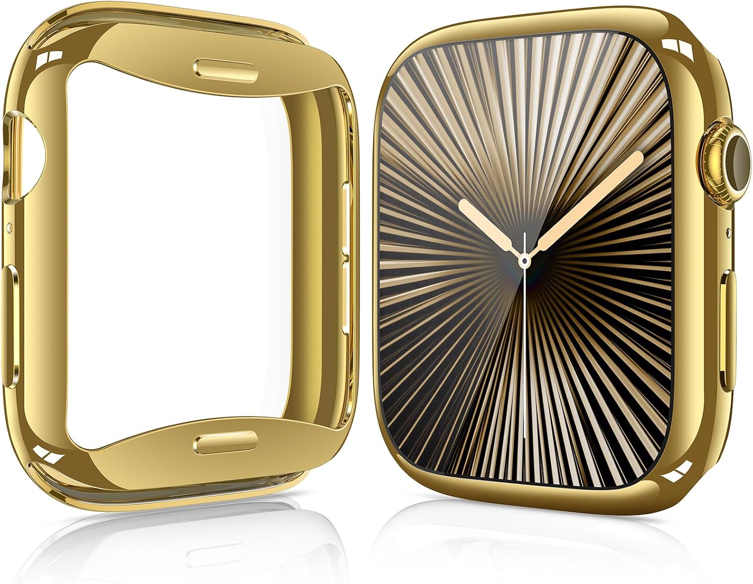 Julk [2 Pack] for Apple Watch Case Series 10 (2024) 42mm, Full-Body Soft TPU Screen Protector Case, Ultra-Thin Protective Cover, All-Around Shockproof Guard (1 Gold + 1 Clear)