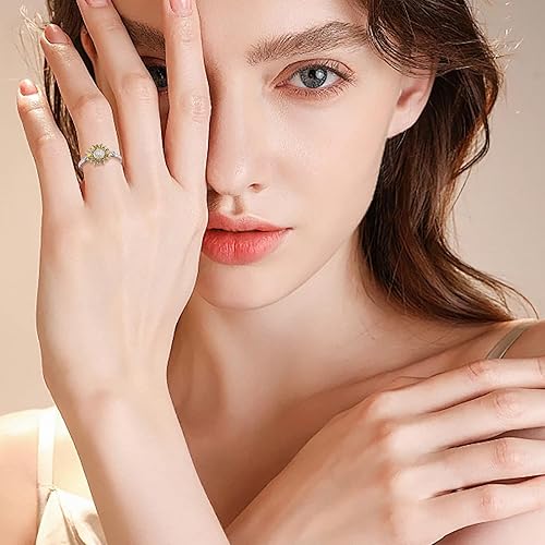 Miniatura 2 de Anillo de girasol de plata de ley 925 con circonita cúbica con texto en inglés "You are My Sunshine", anillos de flores para mujeres, mamá, esposa,