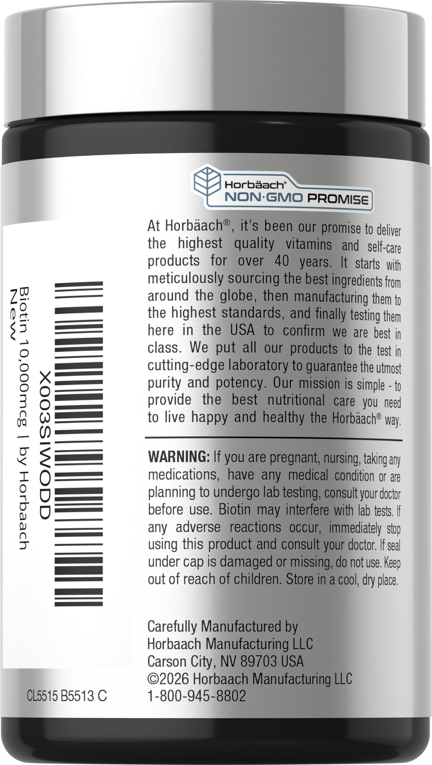Horbäach Biotin 10000mcg | 180 Fast Dissolve Tablets | for Women & Men | Beauty Supplement | Vegetarian, Non-GMO, Gluten Free — Amazon image 3