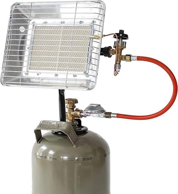 Rothenberger Industrial 35984 Grzejnik Gazowy z Wężem i Regulatorem, Srebrny, 34 x 240 x 11.4 cm