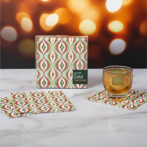 Miniatura 4 de MODLOUNGE - Servilletas de cóctel retro para decoración de fiesta, paquete de 2 paquetes de 20, servilletas de papel modernas de 3 capas de mediados