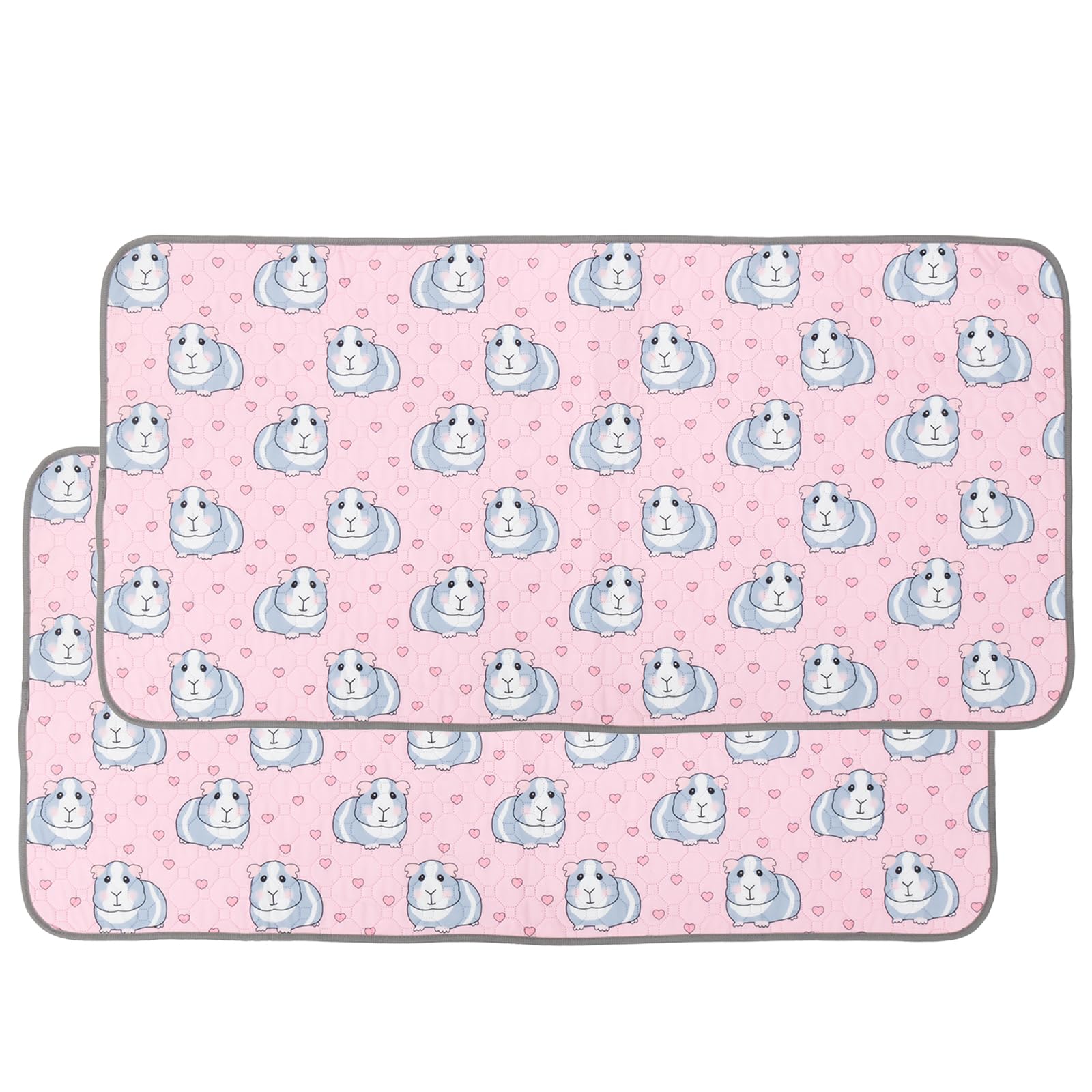 2Pcs Guinea Pig Cage Mat, 120*60cm Waterproof Absorbent Rabbit Cage Liner, Guinea Pig Bedding Mats, Reusable Hamster Pee Pad, for Hedgehog Chinchillas Puppies(pink mouse pad)