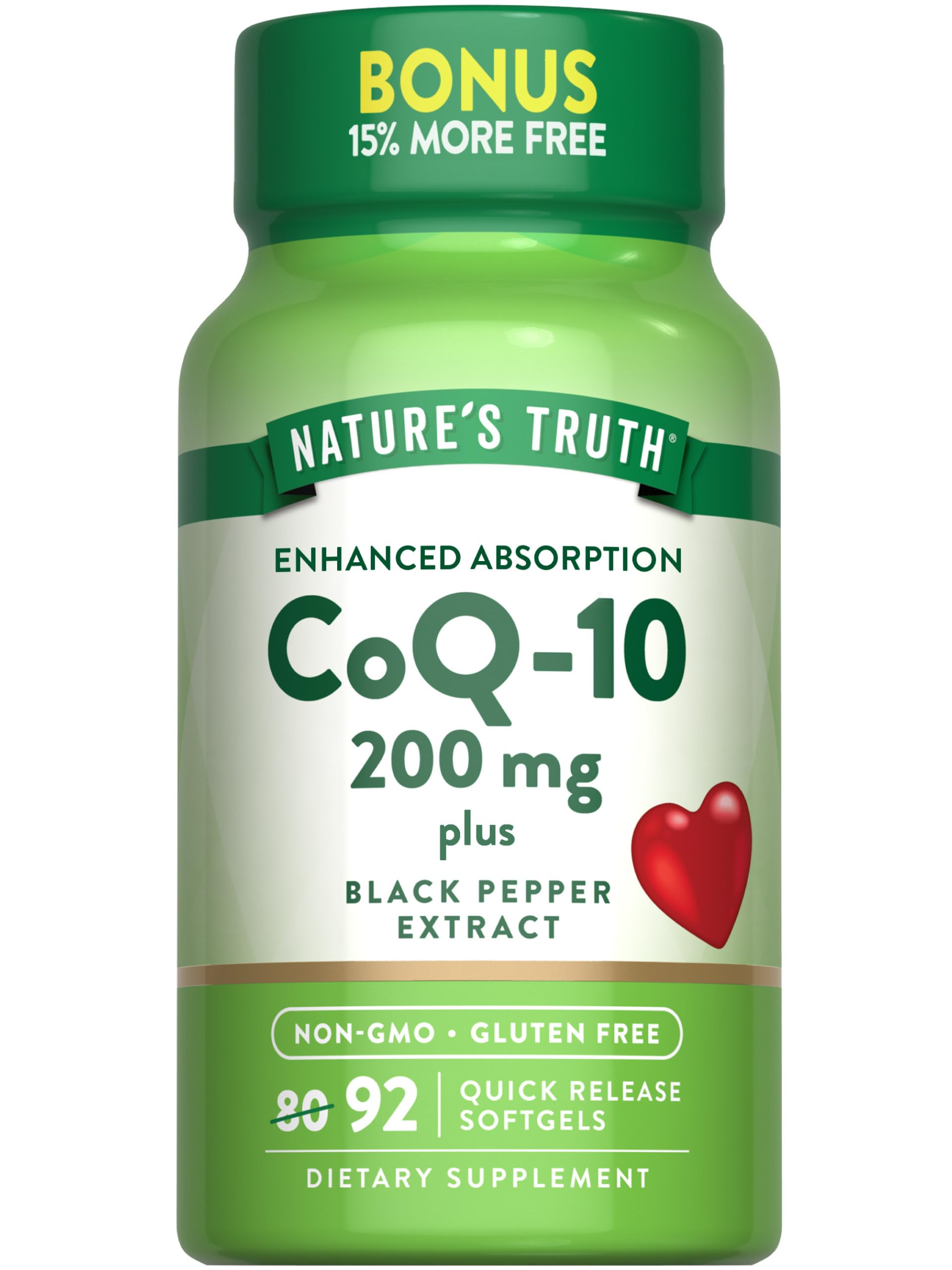 Nature's Truth CoQ10 200 mg Softgels | 92 Count | Enhanced Absorption