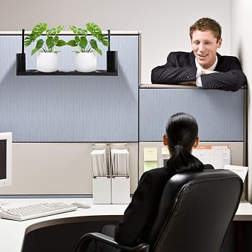 Lineshading Office Cubicle Shelf Storage Organizer Hanging File Organizer Cubicle Hanging Shelf Accessories Storage Bookshelf with Hooks for Home Desk (Black,36)