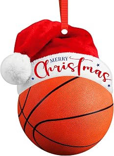 FLYAB Basketball Christmas Ornaments Funny Xmas Gifts for Girl Acrylic Basketball Ornaments for Christmas Tree Decorations Sports Ball Hanging Decor for Boys Friends