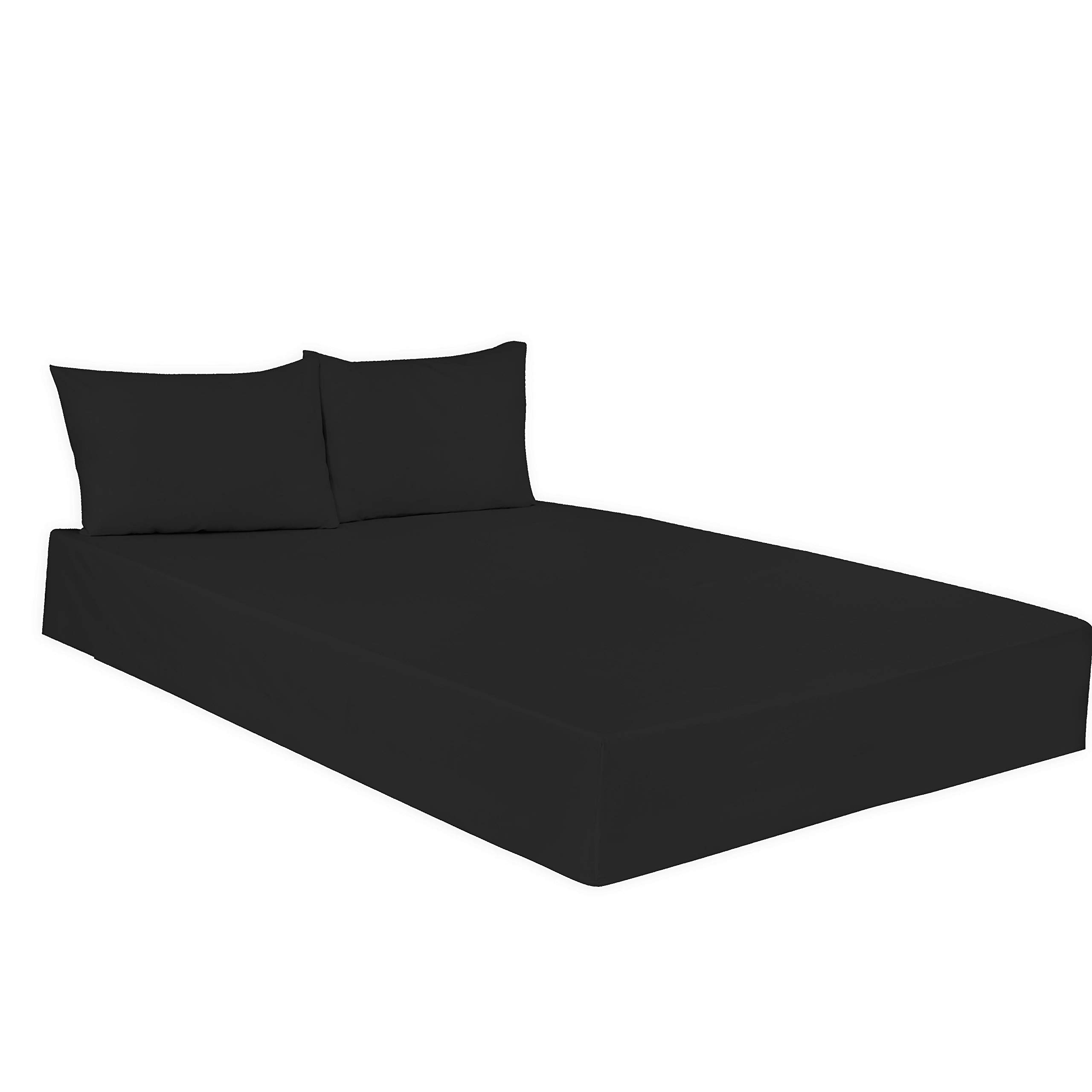 ARLINENS 100% Egyptian Cotton T200 Percale Fitted, Extra Deep Fitted Sheets in Following Sizes and Colours: (Black Fitted Sheet 25cm, King)