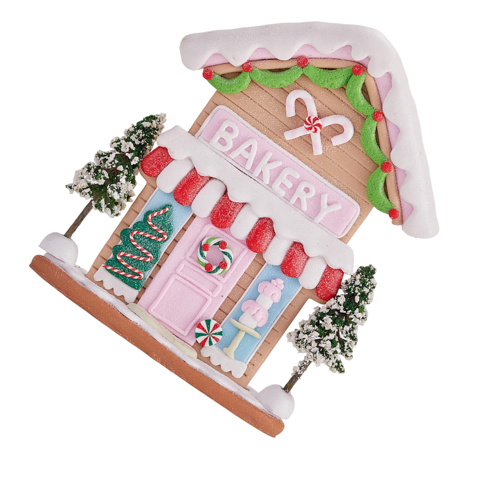 Casita de Jengibre Navideña de Arcilla Polimérica Pintada a Mano Adorno Decorativo Pequeño para Mesa y Escritorio Figura de Casita de Nieve Árboles Adecuado para Decoración