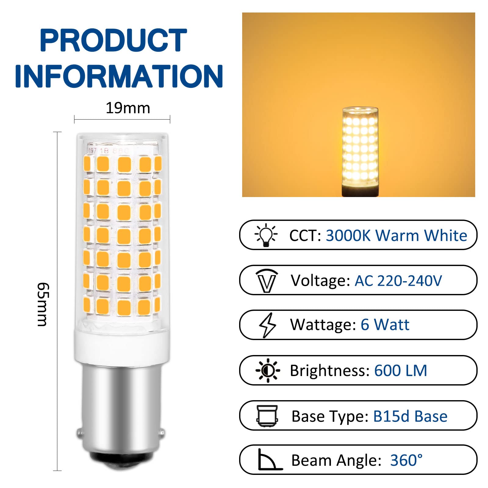Ampoule Baillonette Led LED B15d 10W Blanc Chaud - Remplace Les Lampes ...