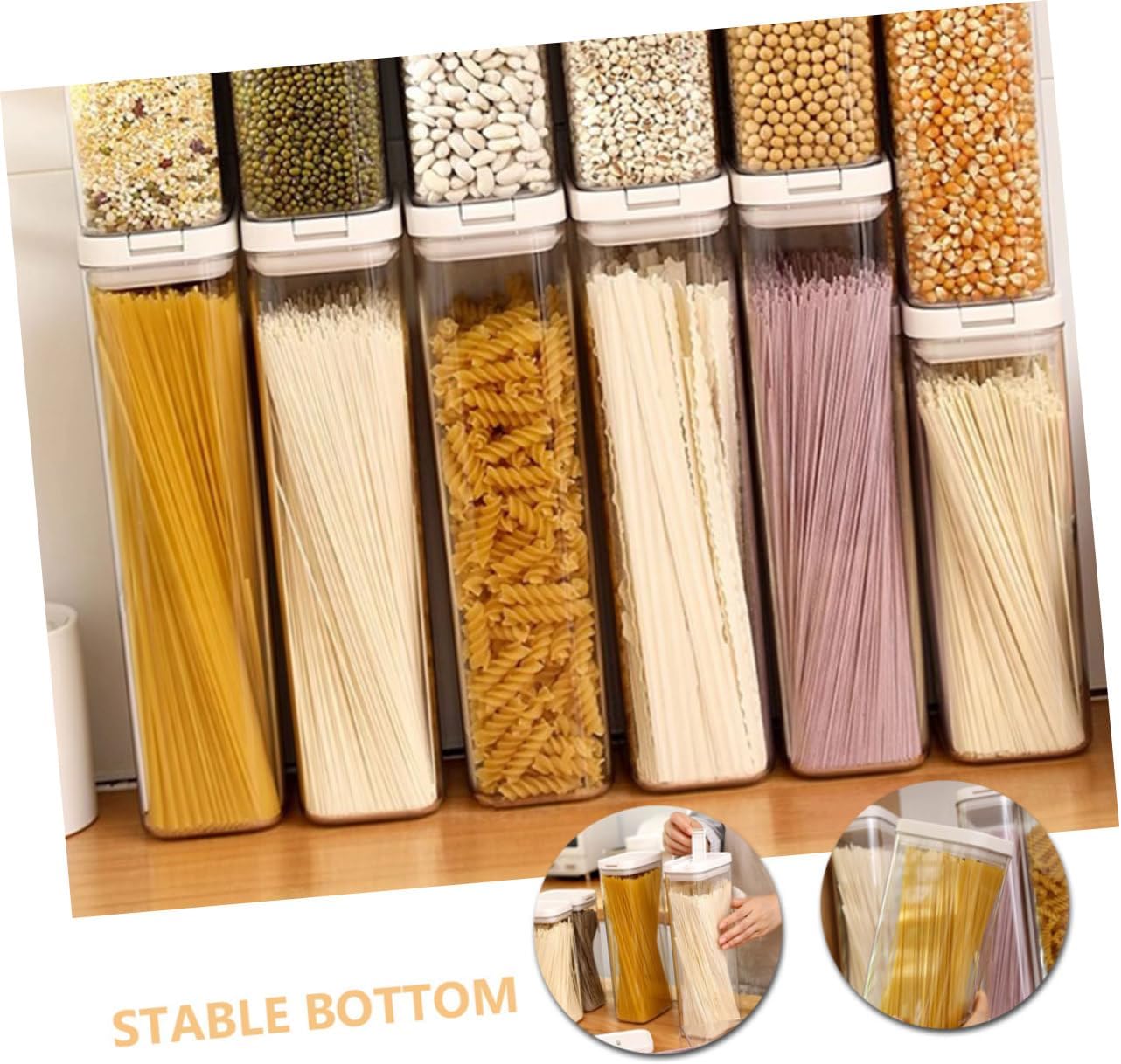 STOBAZA 3pcs Pasta Storage Container Lid Airtight Organizer for Pantry Canister for Spaghetti Noodles and Food Storage for Kitchen Organization