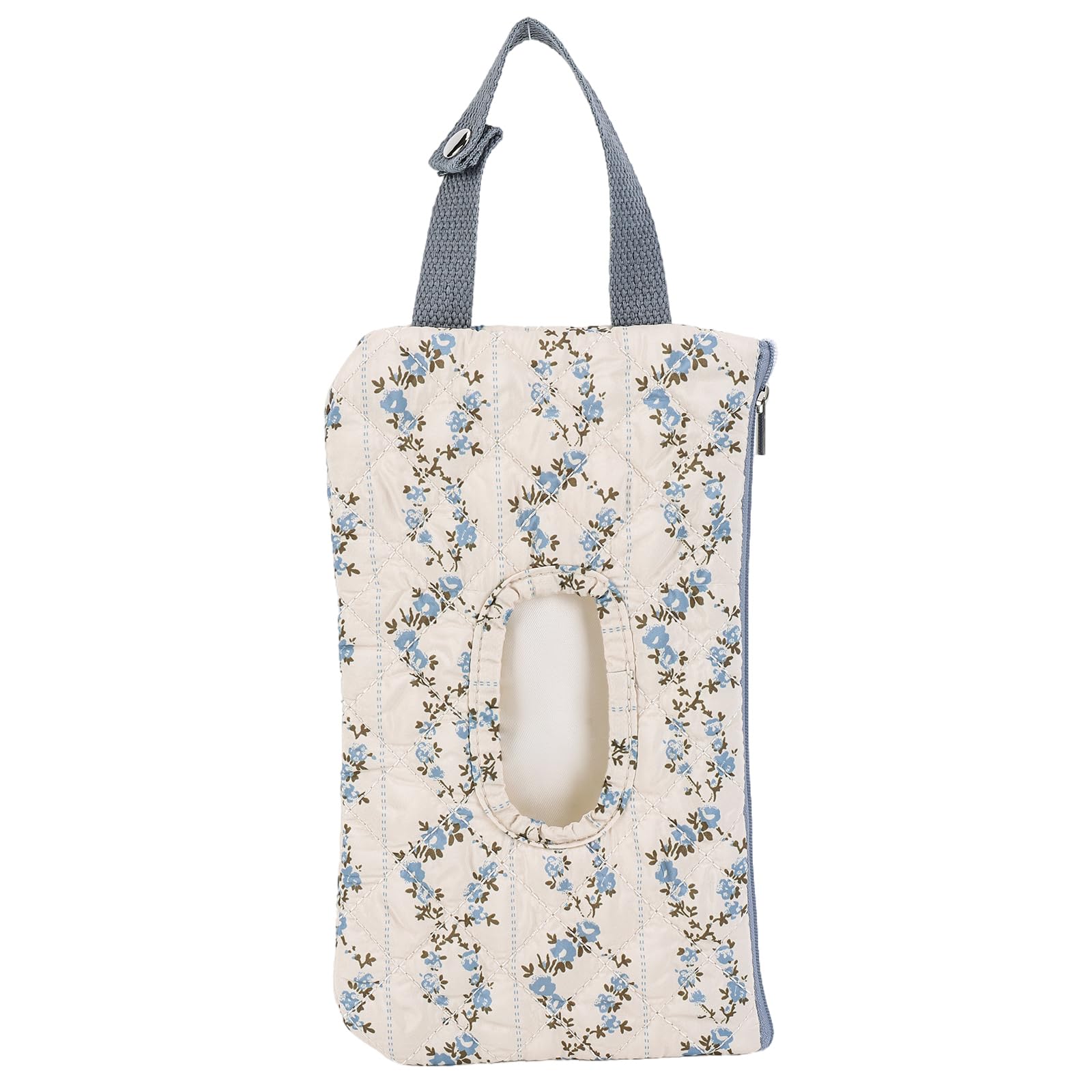 SDSFGX Hanging Wet Wipe Dispenser Pouch Quilted Canvas Floral Tissue Holder Portable Baby Wipes Case for Car & Travel