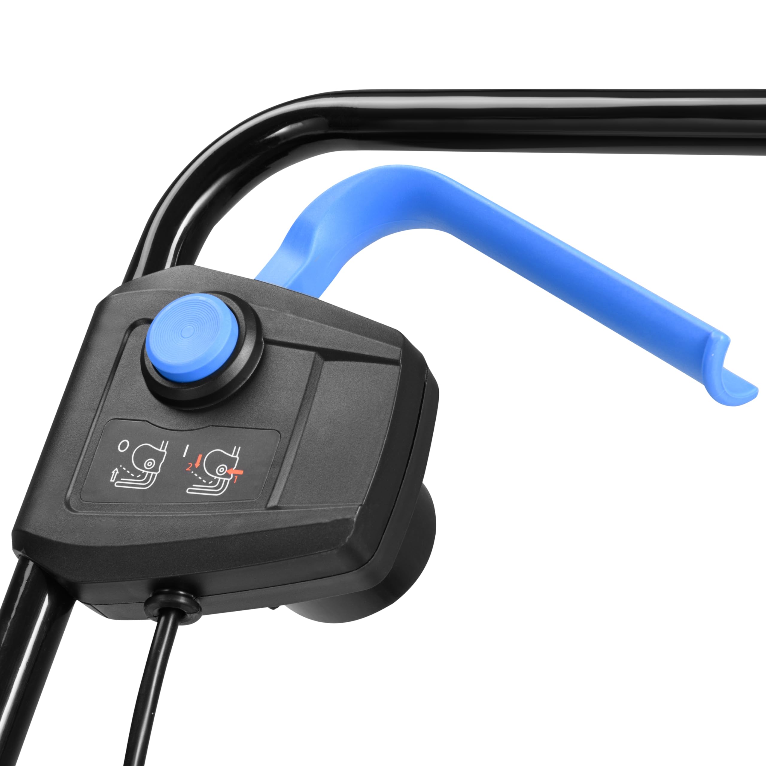 KANWOD Tondeuse à Gazon électrique 1200 W, Largeur de Coupe 34 cm, Bac Ramassage 30 L, Hauteur de Coupe Réglable sur 3 Niveaux de 30 à 70 mm, Idéal pour pelouse jusqu'à 500 m², Gris/Bleu