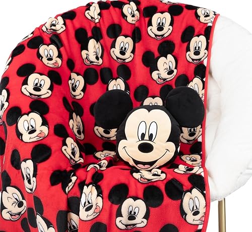 Jay Franco Disney Mickey Mouse Funny Faces Nogginz - Juego de cama de 40 x 50 pulgadas, manta ligera de viaje y almohada, juego de ropa de cama de 2 disponible en Yaxa El Salvador