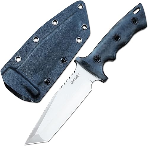 LENGREN Cuchillo táctico de 10.5 pulgadas, hoja fija Tanto DC53 acero G10 con funda Kydex, para hombres, camping, senderismo, caza (blanco)